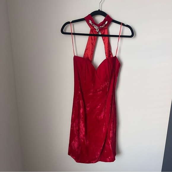Vintage Jessica McClintok Gunne Sax Red Velvet Mini Dress - Picture 7 of 8